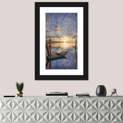 Lonely Boat at Sunset Wall Art