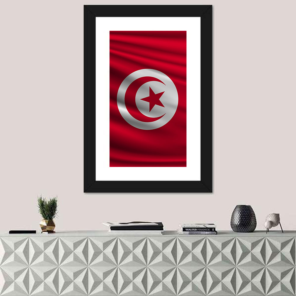Tunisia Flag with Crescent and Star Wall Art