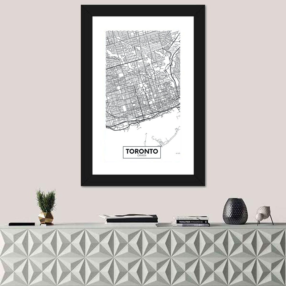 Toronto Street Grid Map Wall Art in a room, portrait