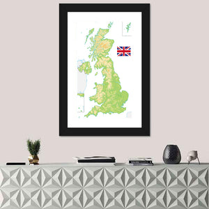 United Kingdom Physical Map Wall Art