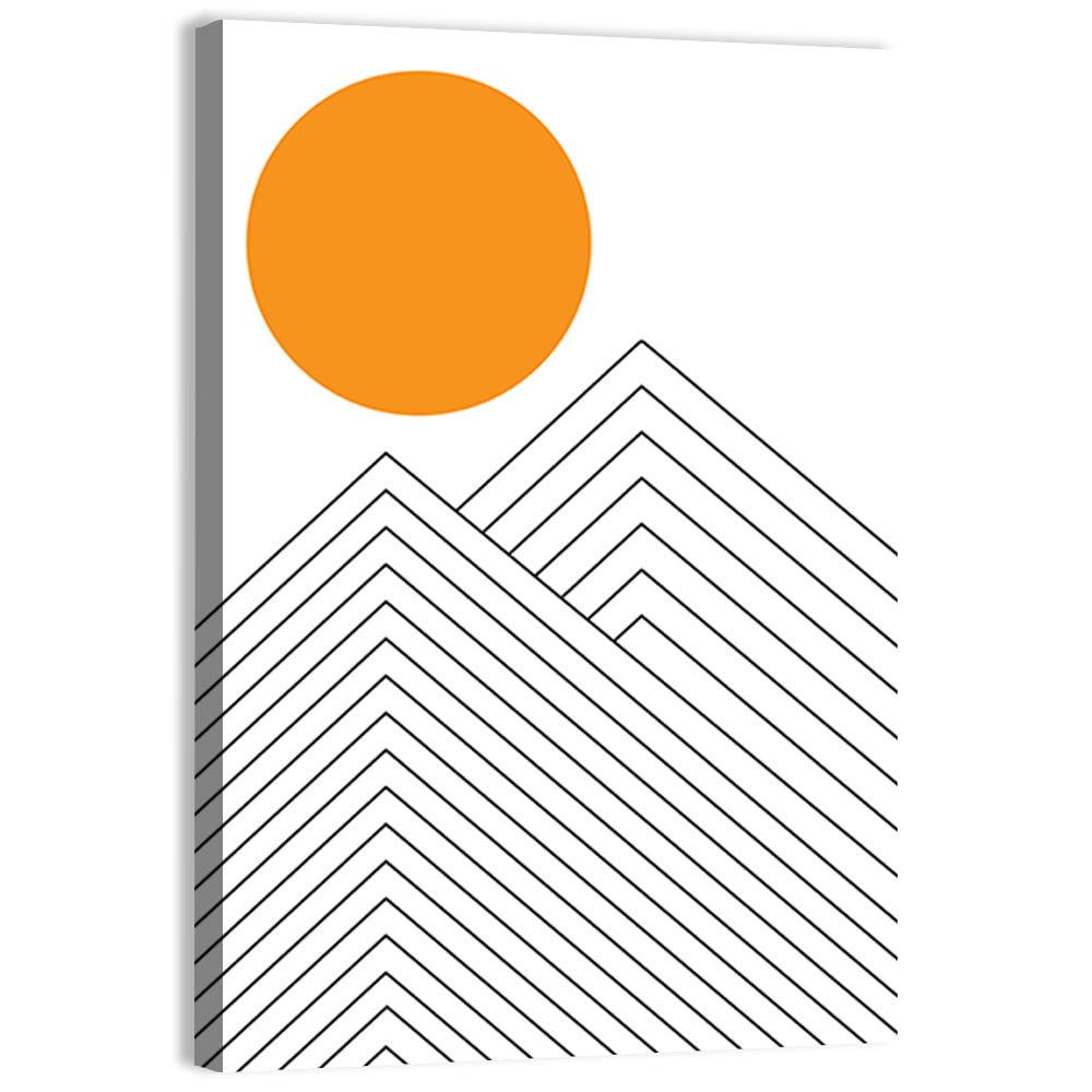 Geometric Mountain and Sun Wall Art