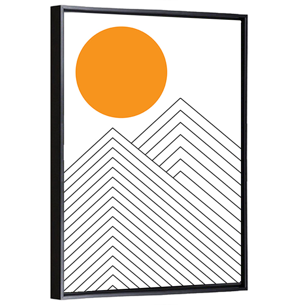 Geometric Mountain and Sun Wall Art
