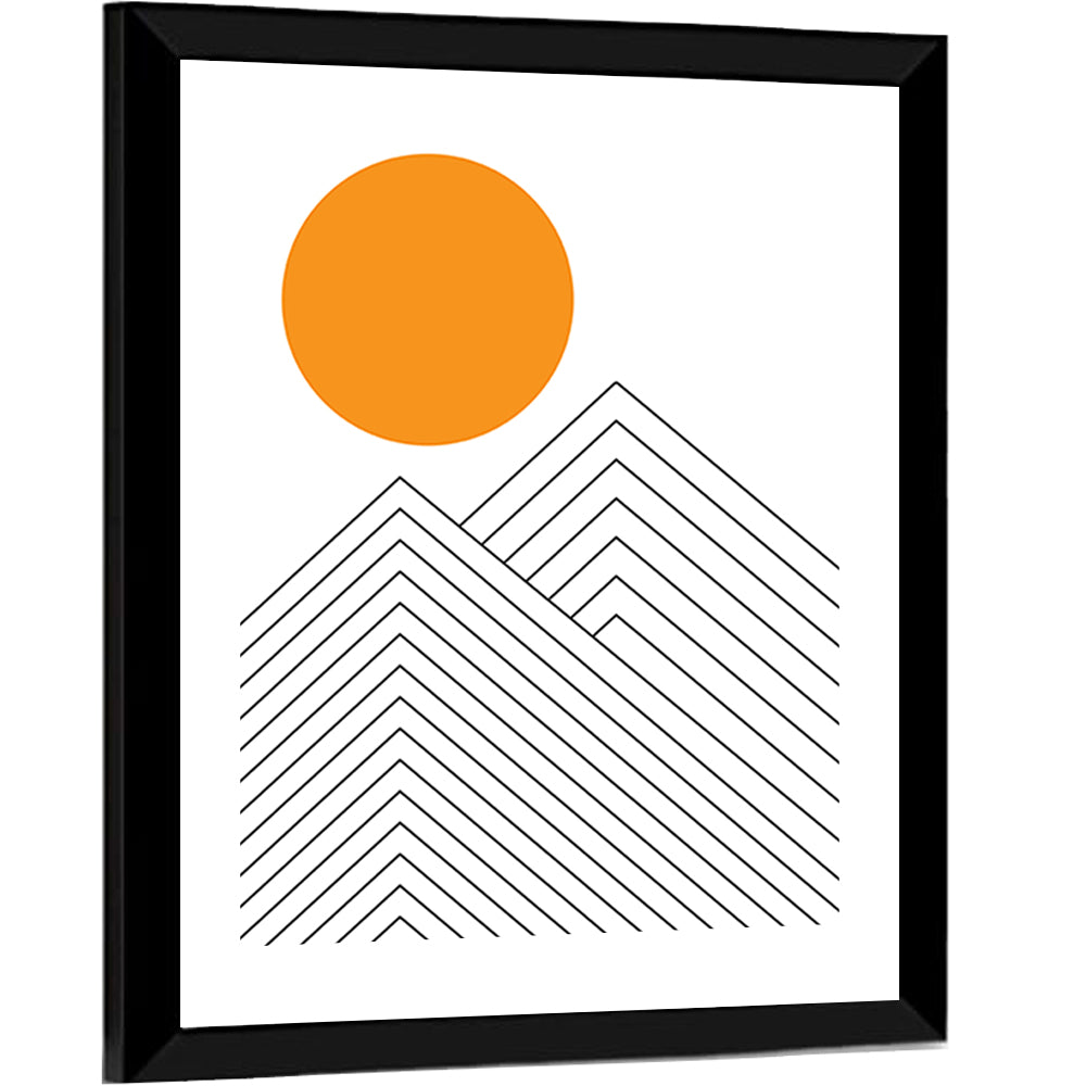 Geometric Mountain and Sun Wall Art