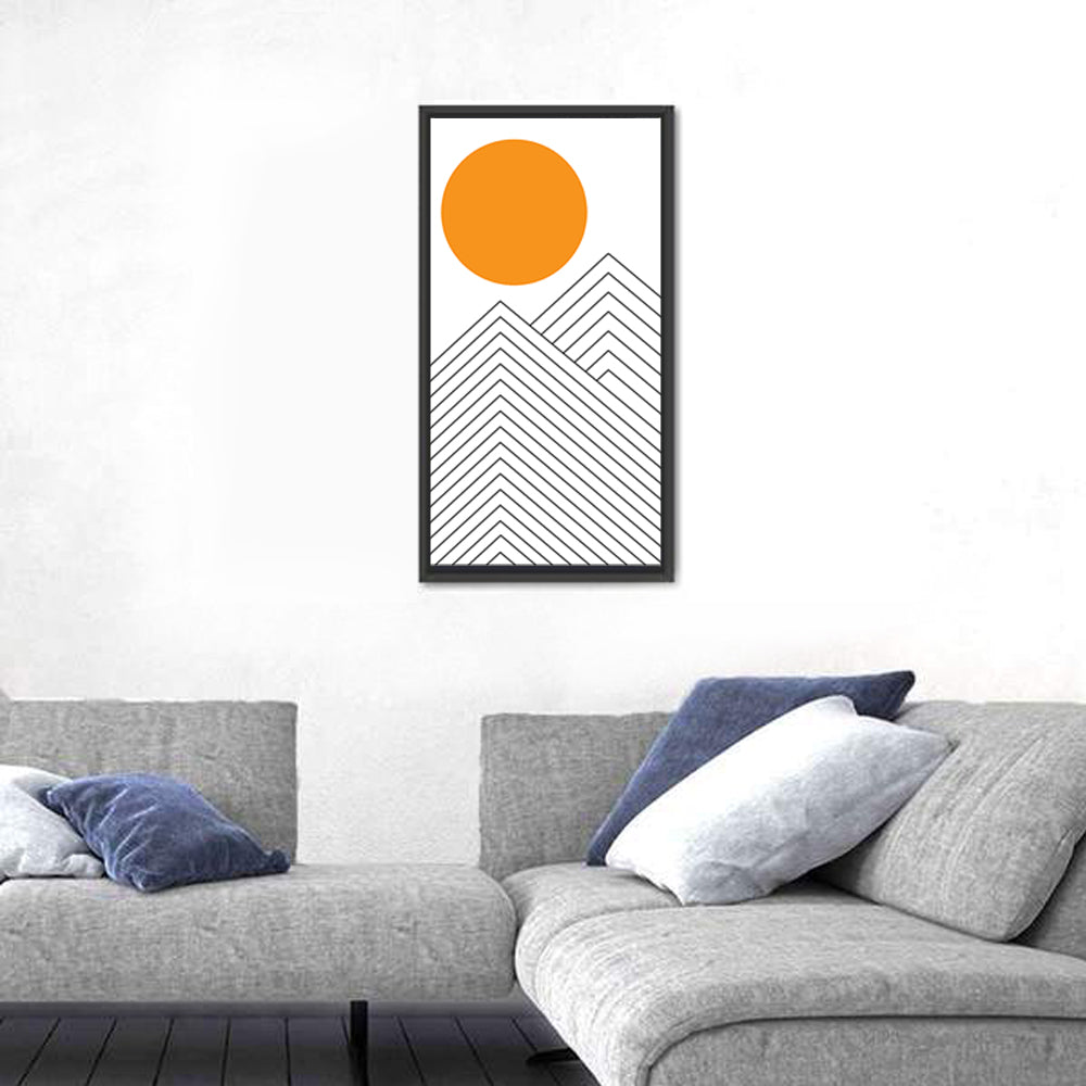 Geometric Mountain and Sun Wall Art