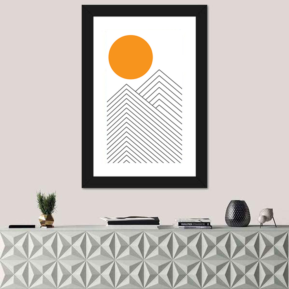 Geometric Mountain and Sun Wall Art