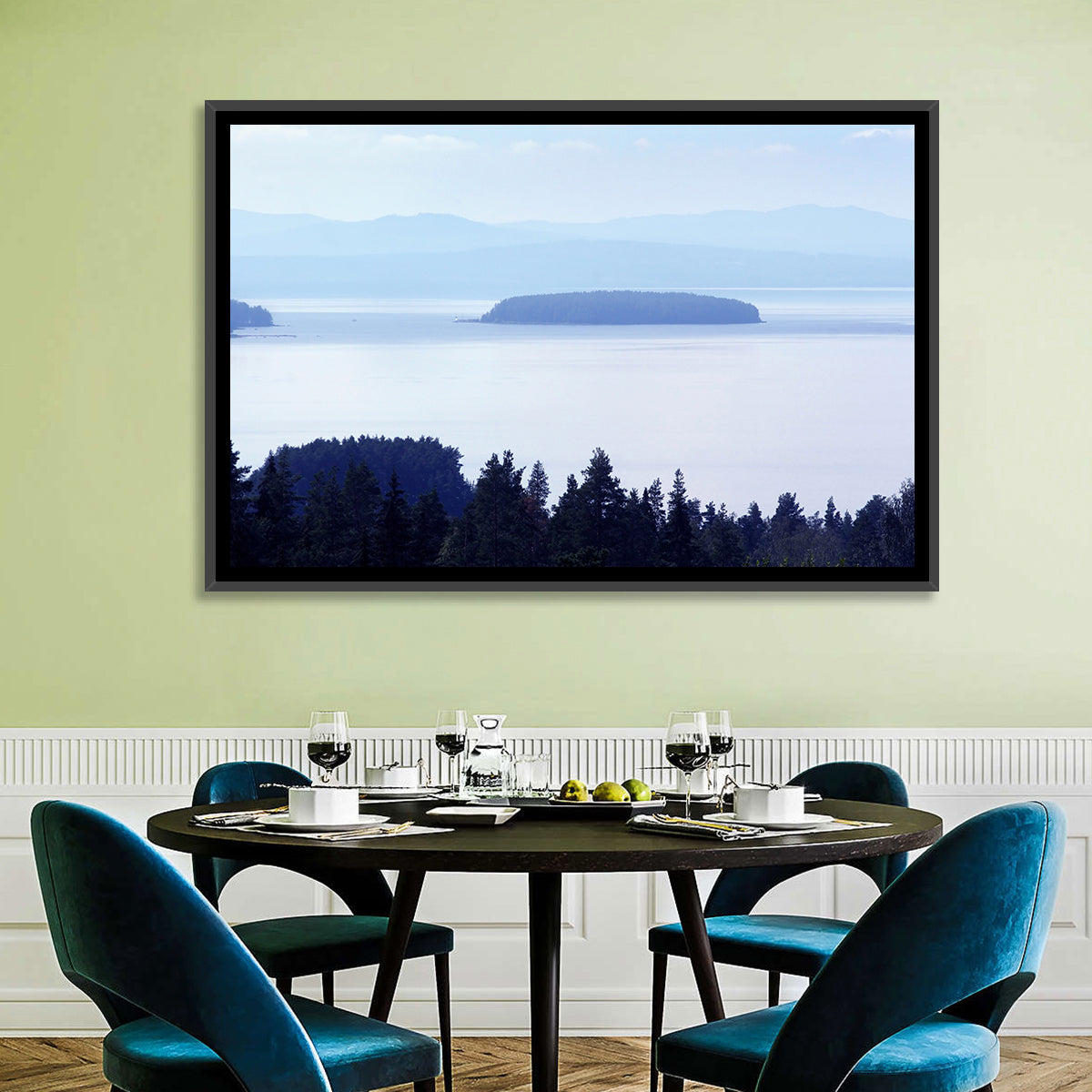 Dalarna Mist with Lighthouse Wall Art