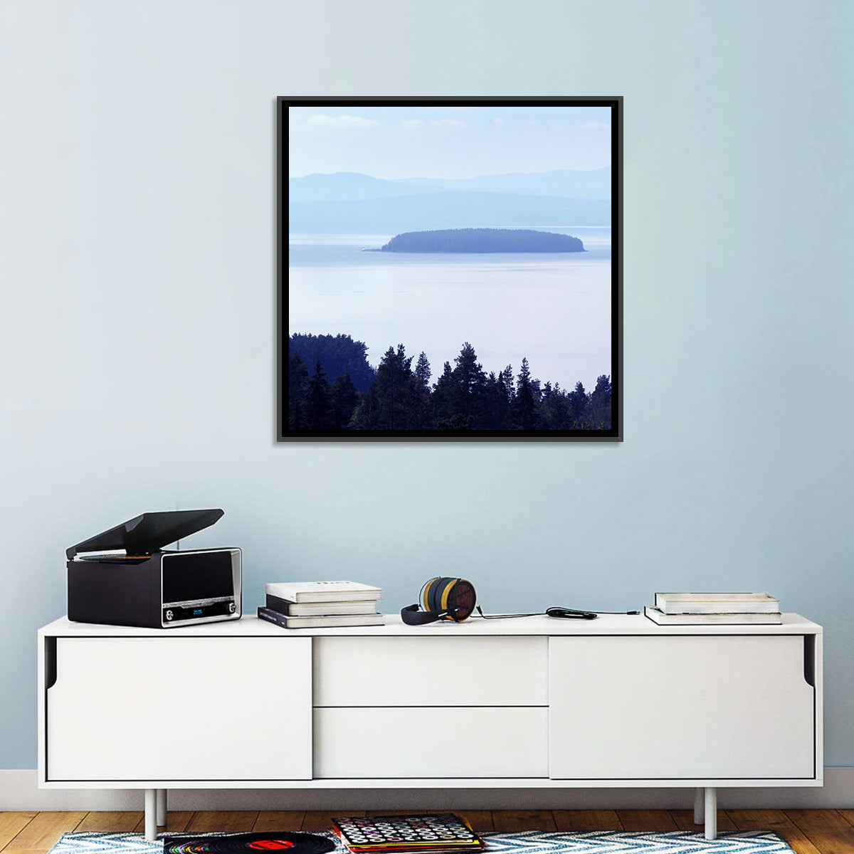 Dalarna Mist with Lighthouse Wall Art