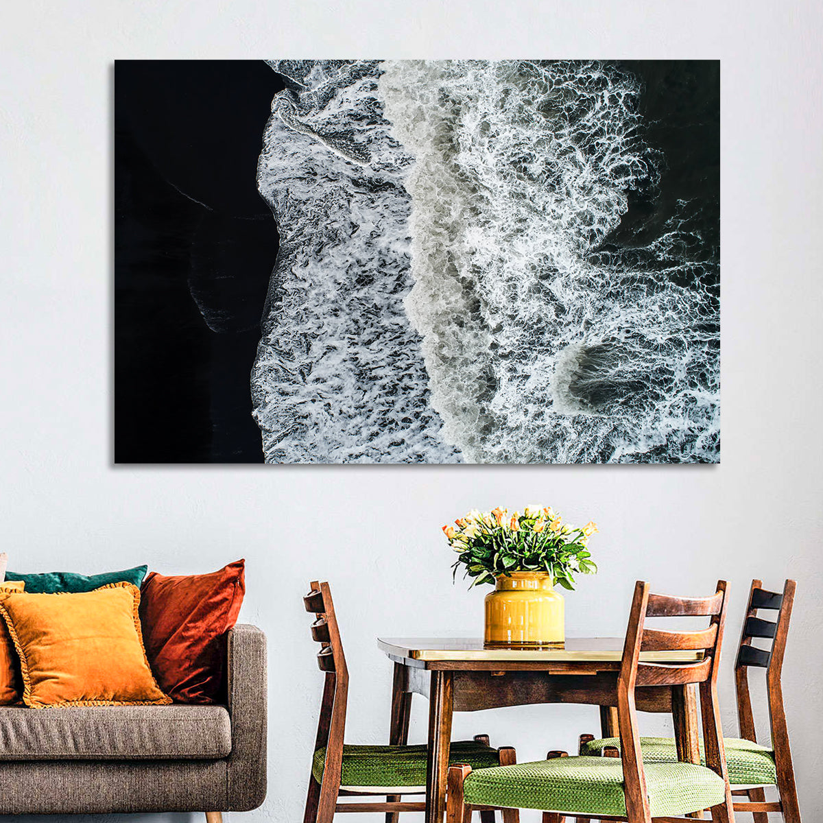Aerial Black Sand Shoreline Wall Art