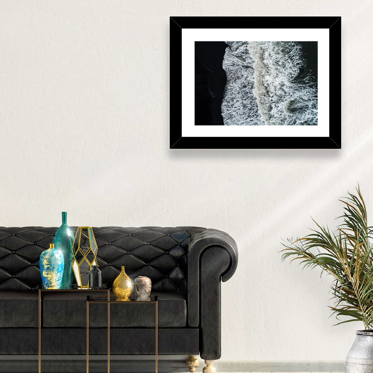 Aerial Black Sand Shoreline Wall Art