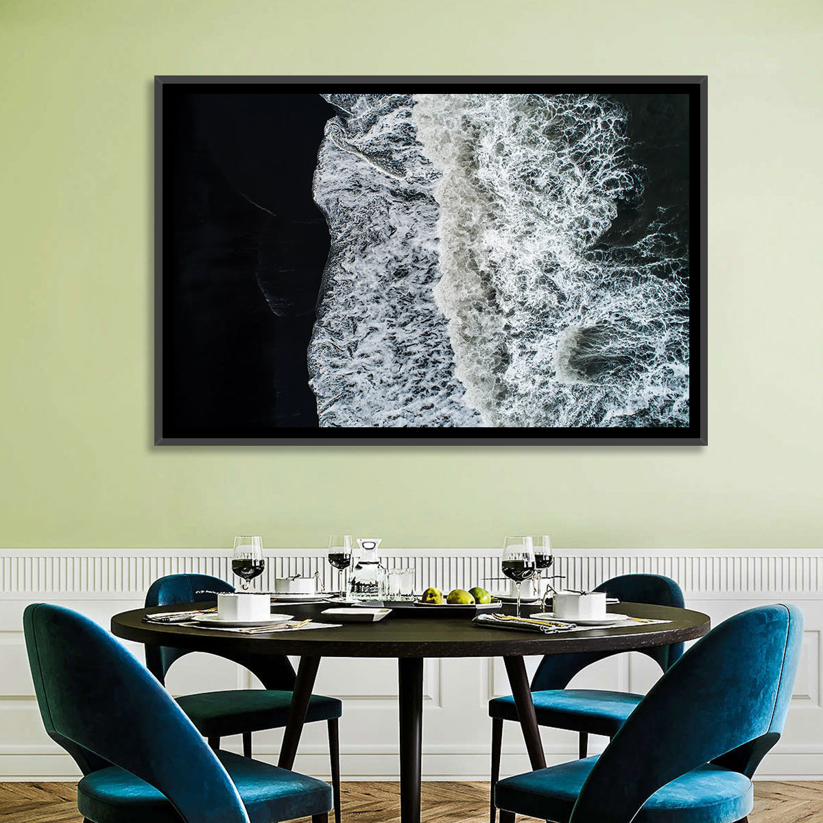 Aerial Black Sand Shoreline Wall Art