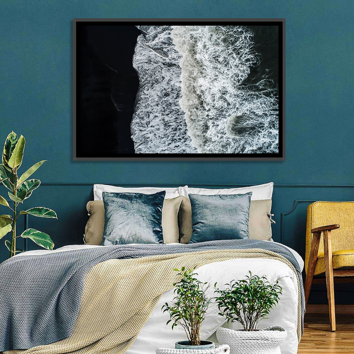 Aerial Black Sand Shoreline Wall Art