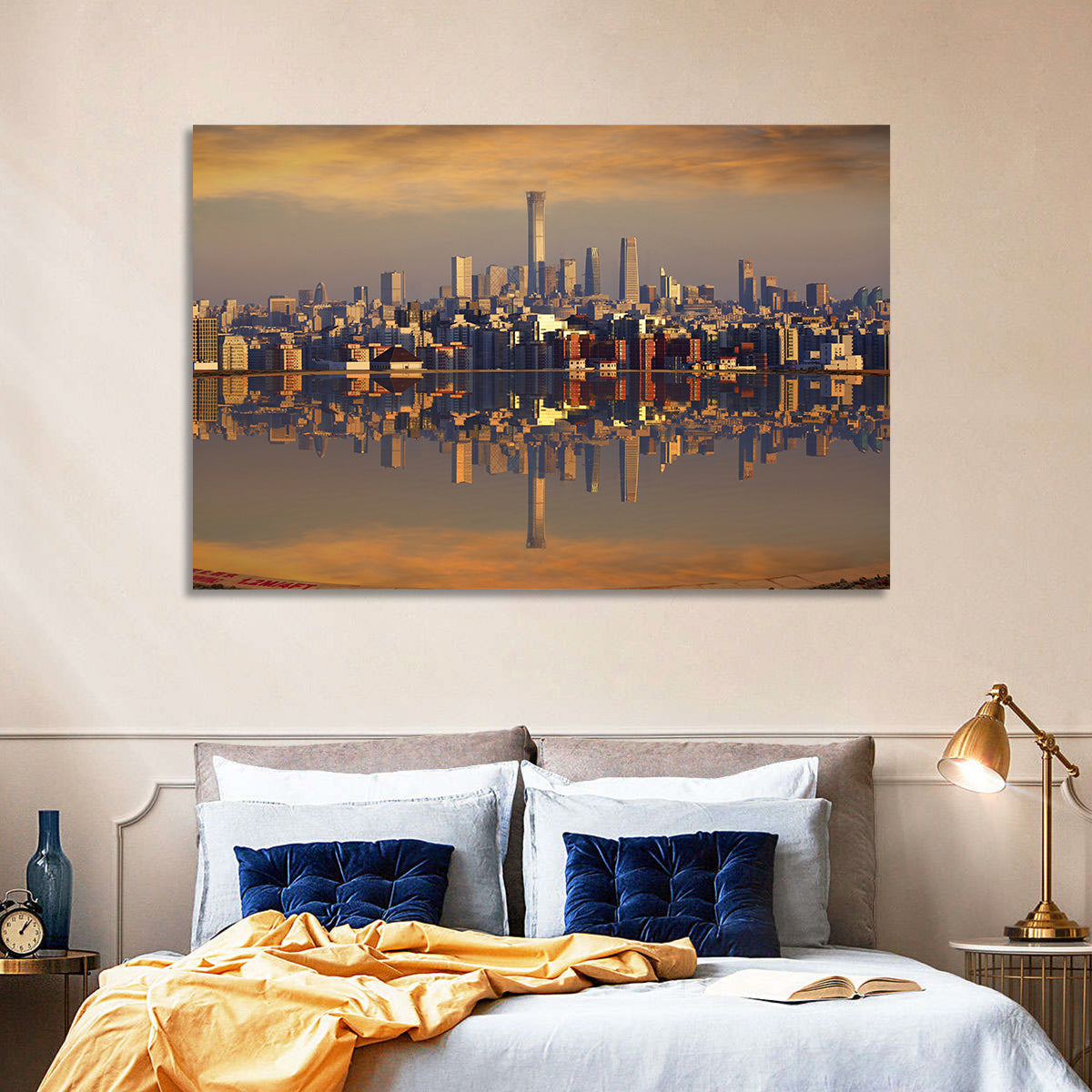 Beijing Citic Tower Skyline Wall Art in a room, landscape