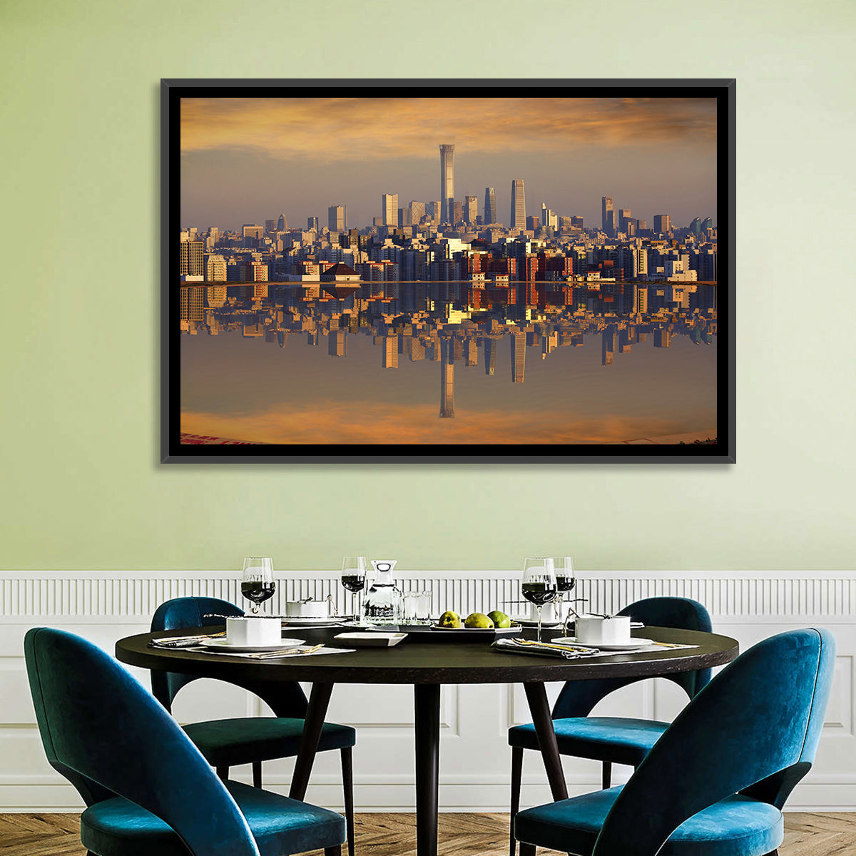 Beijing Citic Tower Skyline Wall Art in a room, landscape