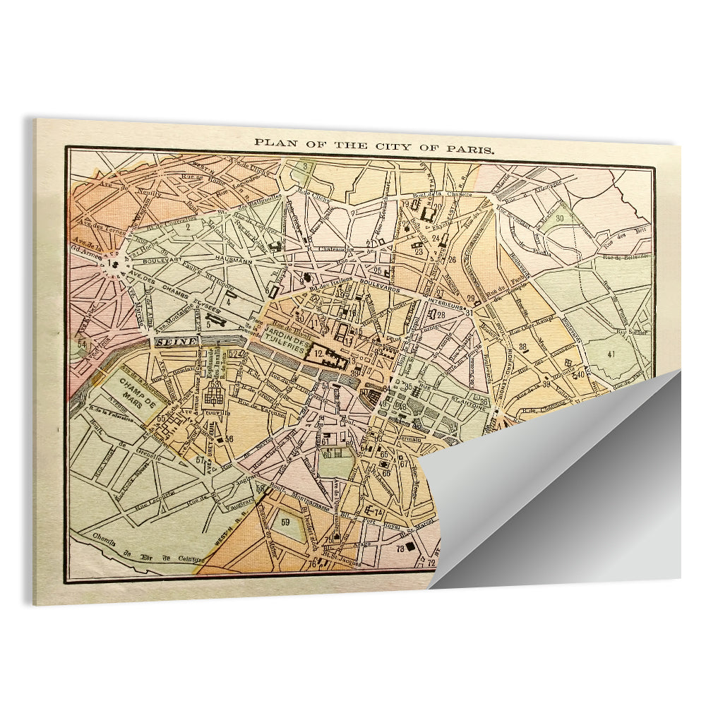 Plan of Paris Wall Art