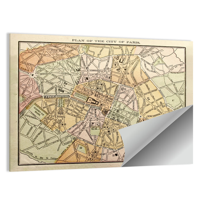 Plan of Paris Wall Art as a poster print