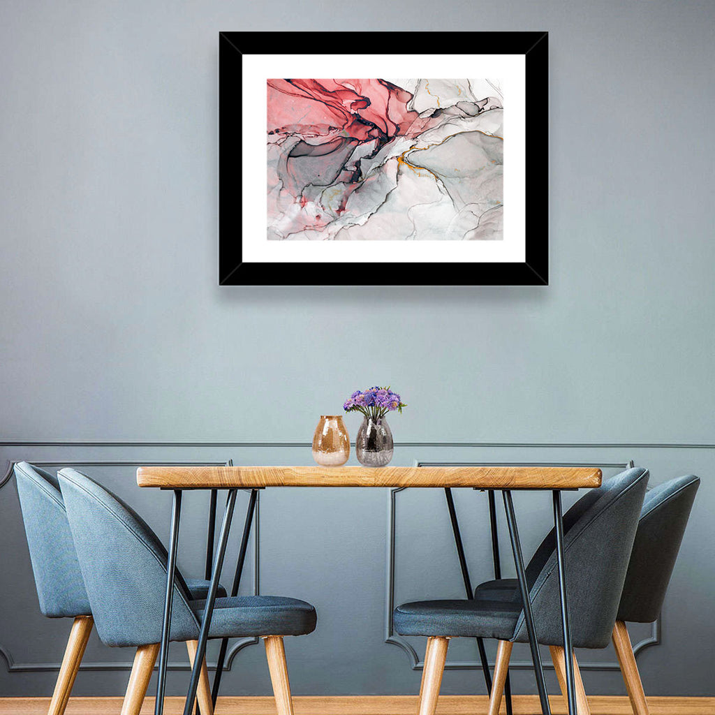 Pink Gray Marble with Gold Veins Wall Art