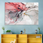 Pink Gray Marble with Gold Veins Wall Art