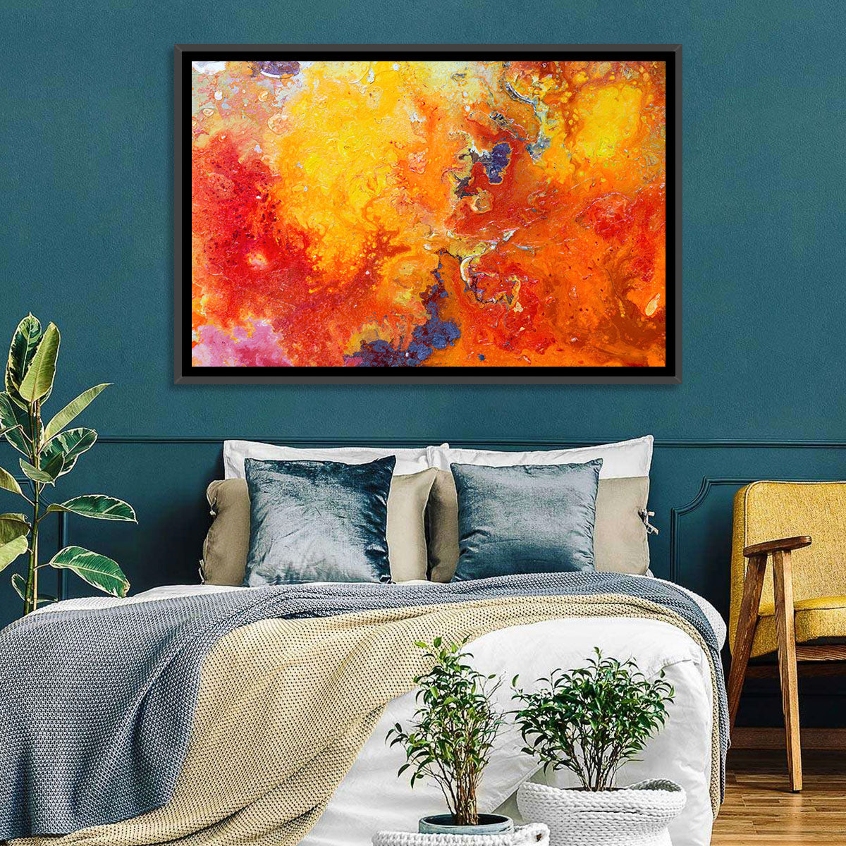 Molten Red Abstract Texture Wall Art