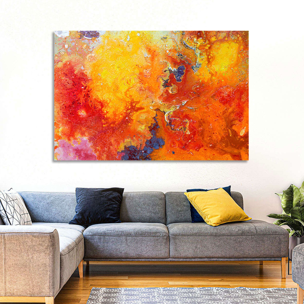 Molten Red Abstract Texture Wall Art