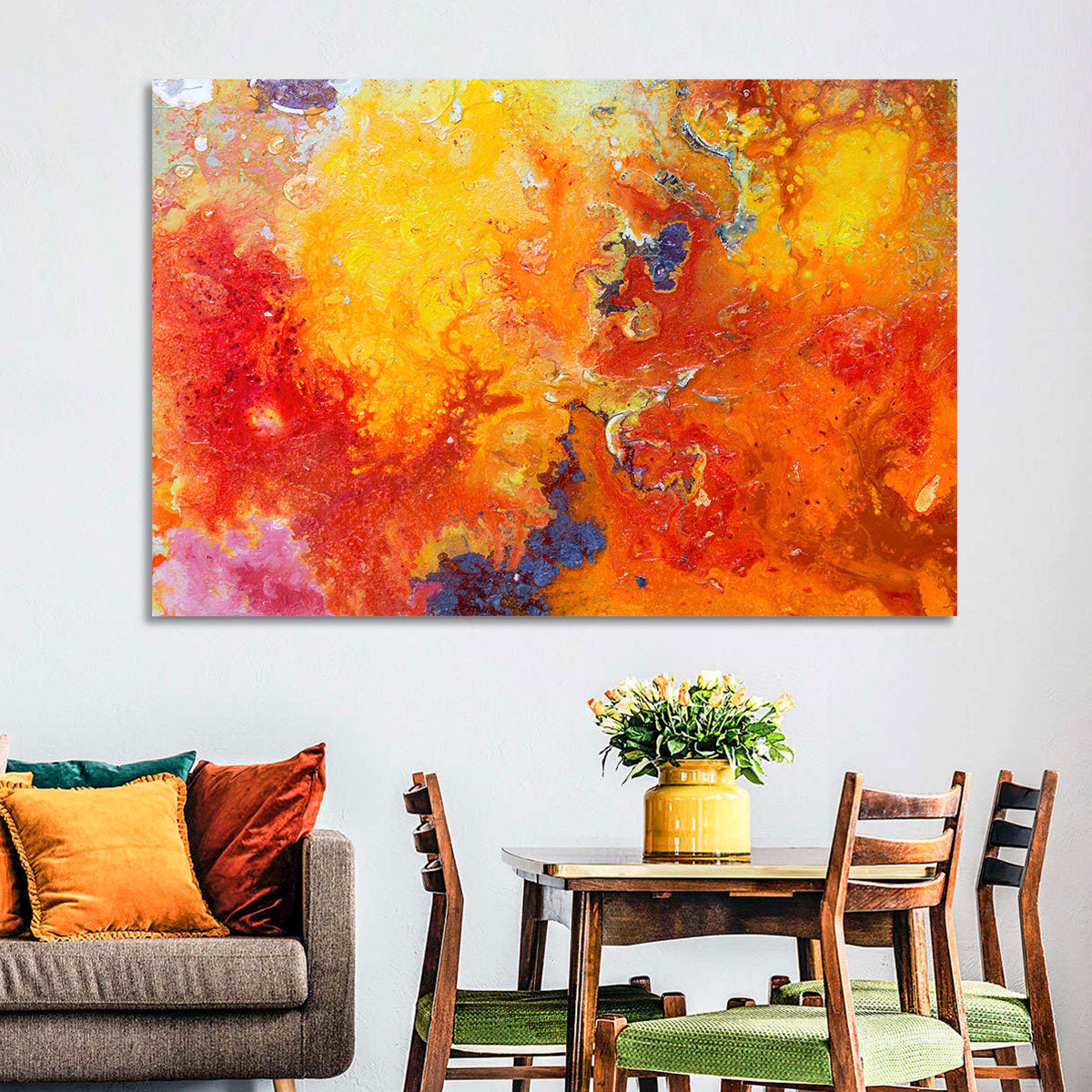 Molten Red Abstract Texture Wall Art