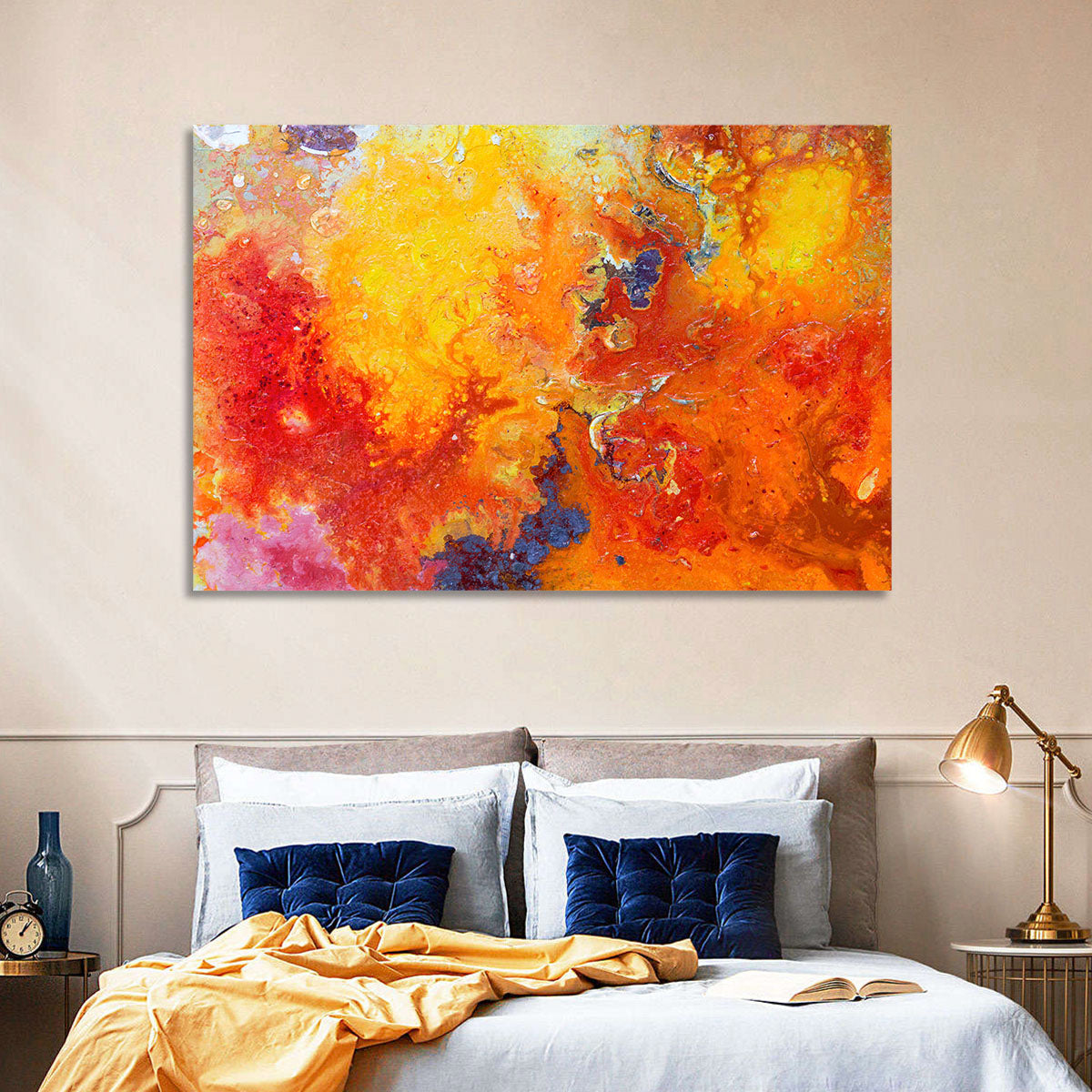 Molten Red Abstract Texture Wall Art