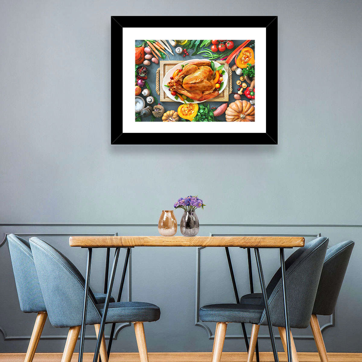 Harvest Roast Turkey Centerpiece Wall Art in a room, landscape