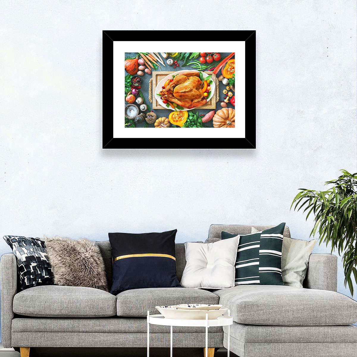 Harvest Roast Turkey Centerpiece Wall Art in a room, landscape