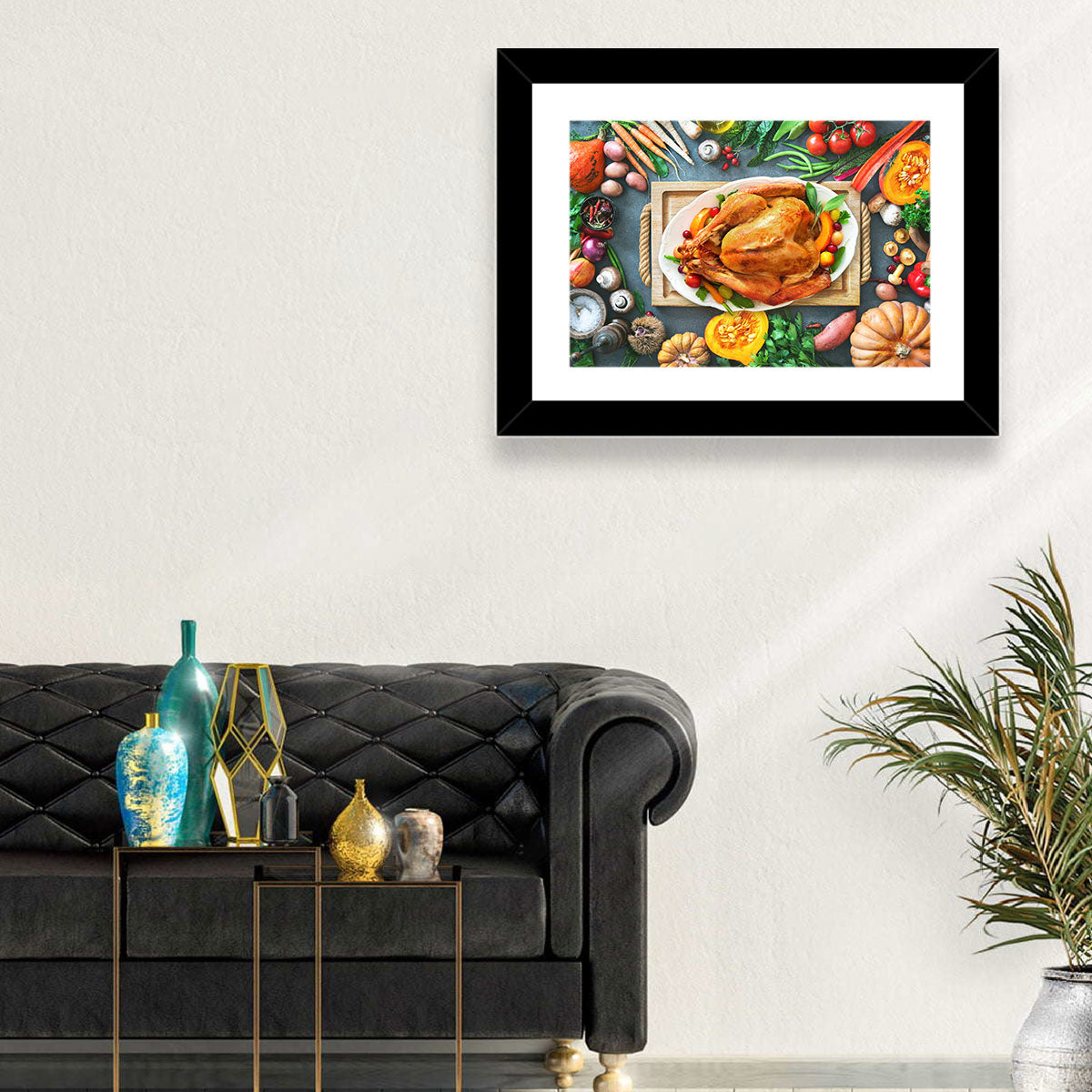 Harvest Roast Turkey Centerpiece Wall Art in a room, landscape