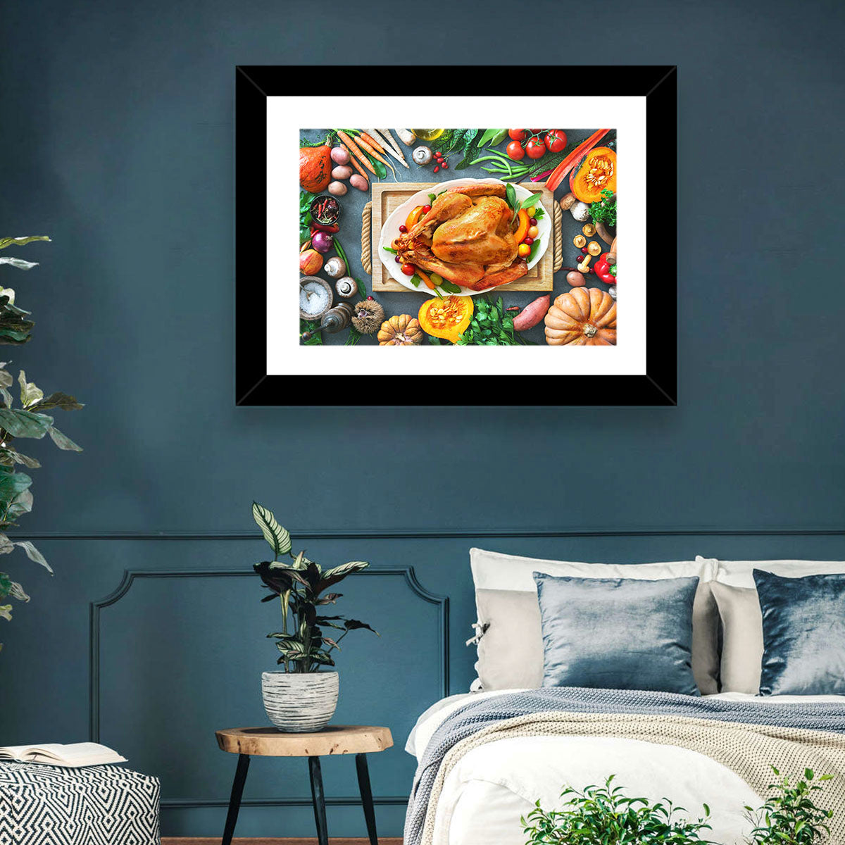 Harvest Roast Turkey Centerpiece Wall Art in a room, landscape