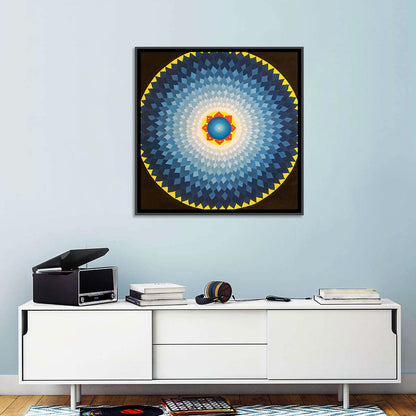 Radiant Blue Sunburst Mandala Wall Art