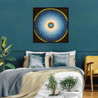 Radiant Blue Sunburst Mandala Wall Art