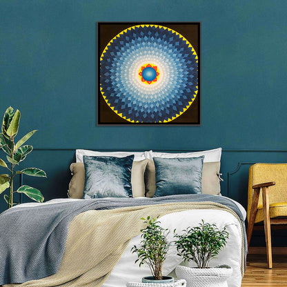 Radiant Blue Sunburst Mandala Wall Art