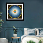 Radiant Blue Sunburst Mandala Wall Art