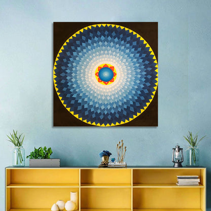 Radiant Blue Sunburst Mandala Wall Art