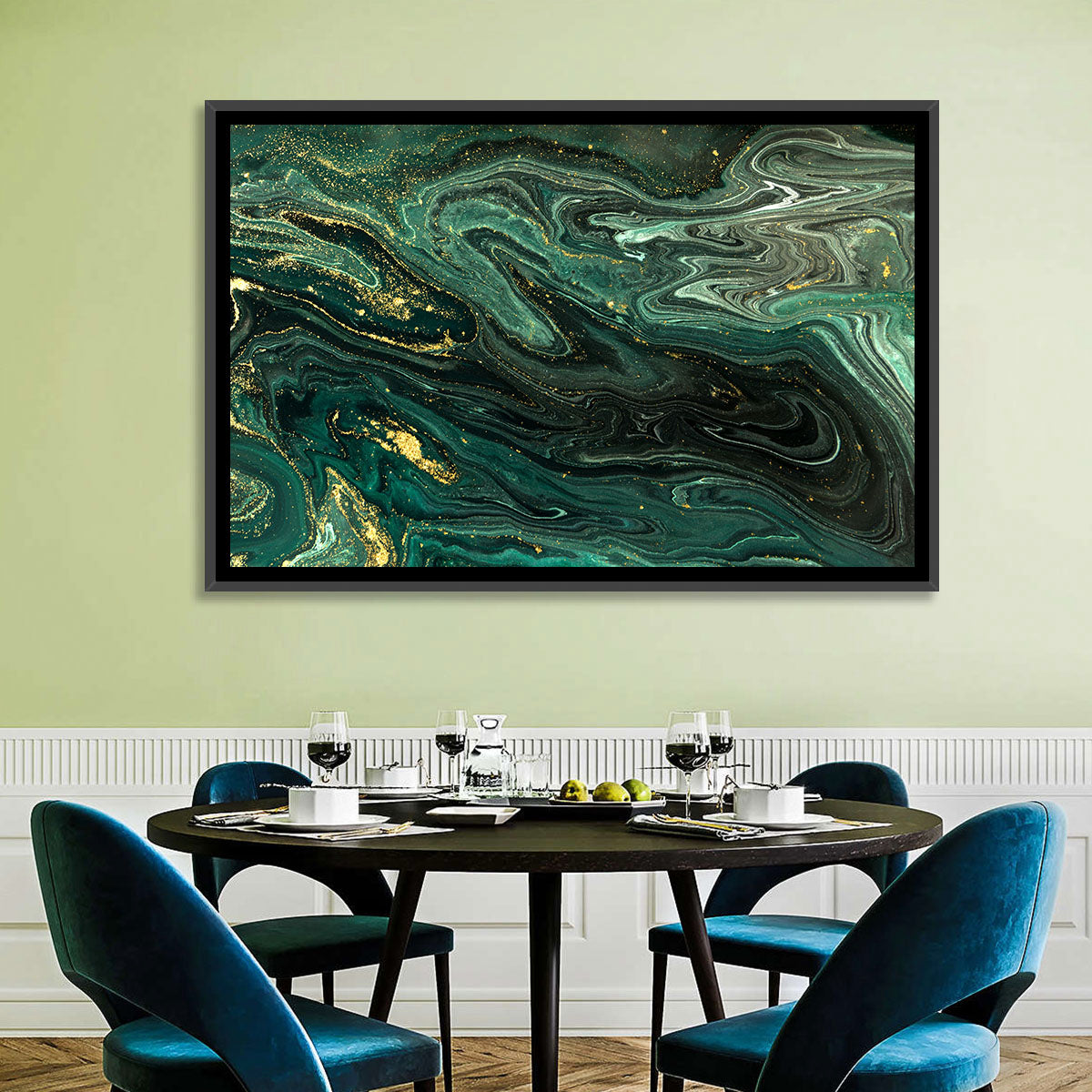 Emerald Marble Veins Wall Art