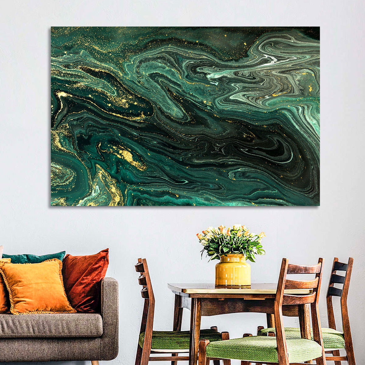 Emerald Marble Veins Wall Art