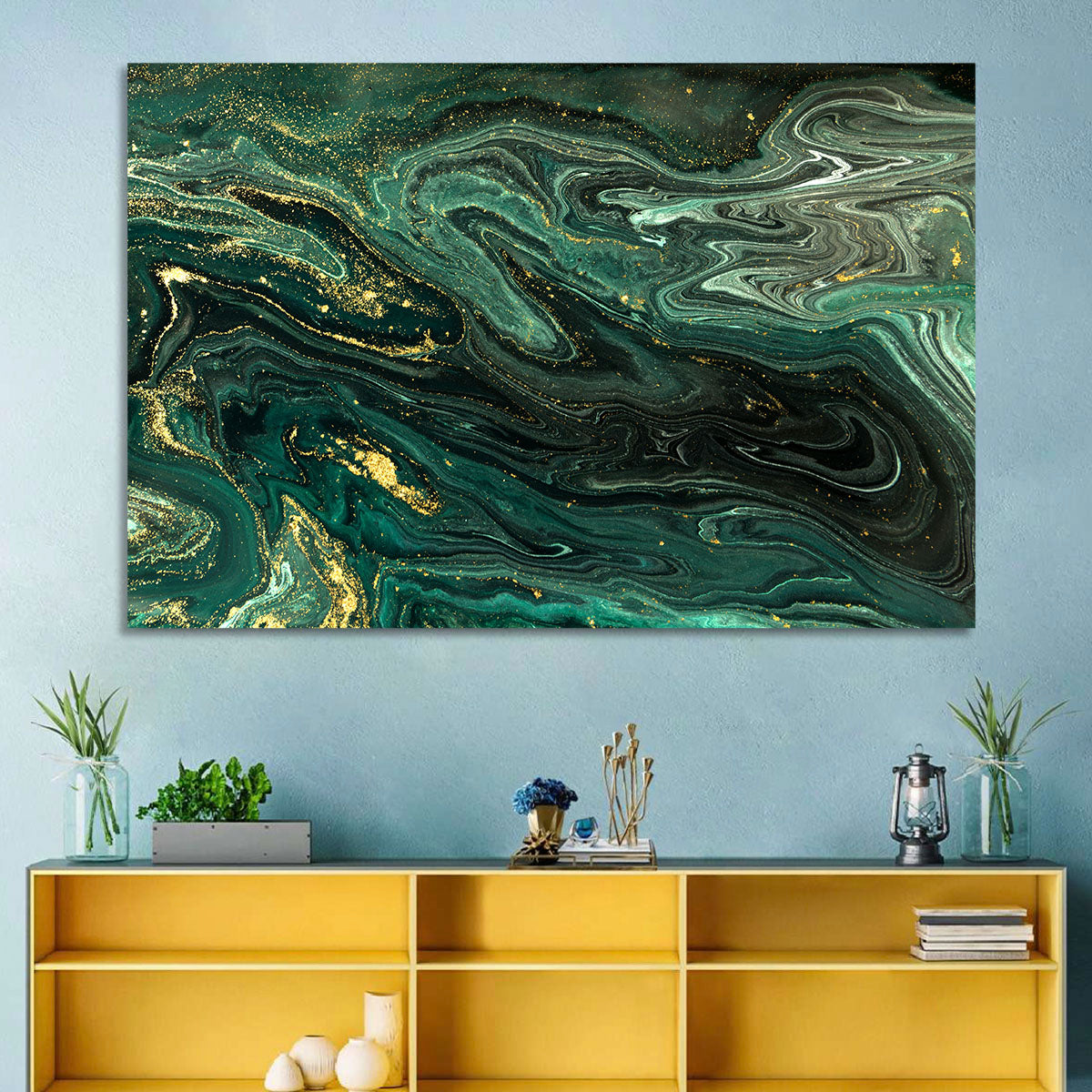 Emerald Marble Veins Wall Art