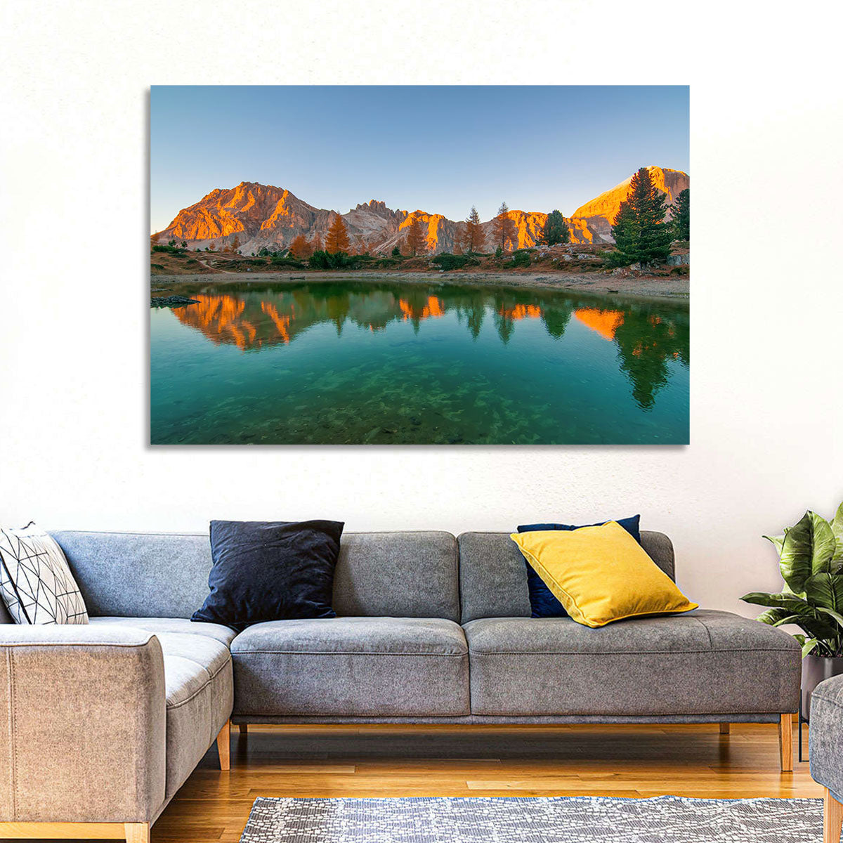 Lago Di Federa Alpenglow Wall Art in a room, landscape