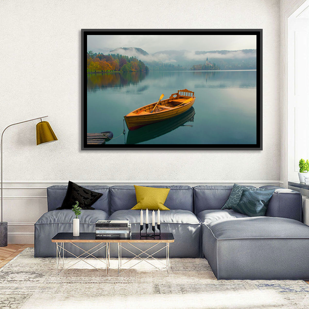 Tethered Boat on Lake Bled Wall Art