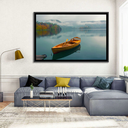 Tethered Boat on Lake Bled Wall Art