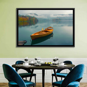 Foggy Bled Lake Boat Wall Art