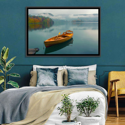 Tethered Boat on Lake Bled Wall Art