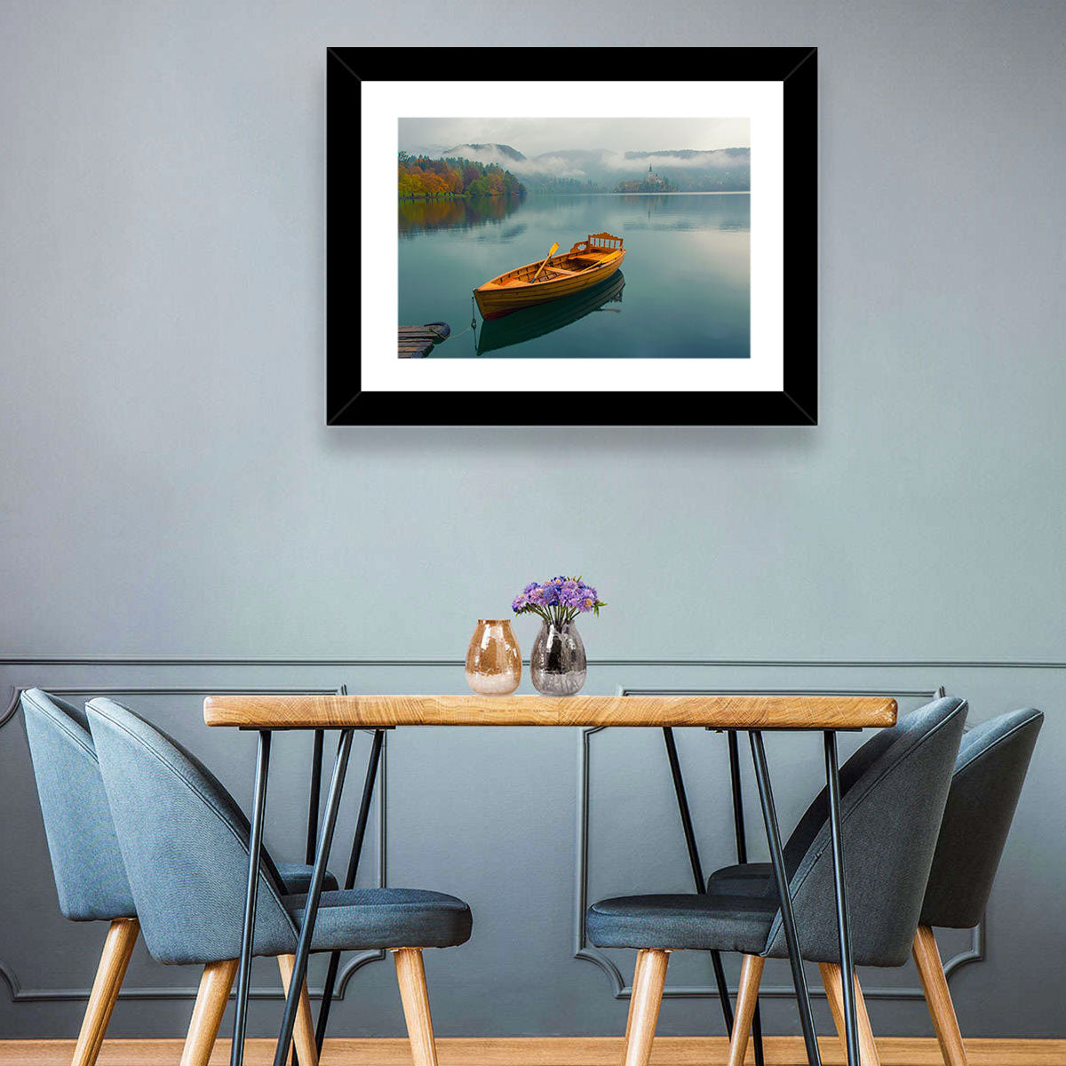 Tethered Boat on Lake Bled Wall Art
