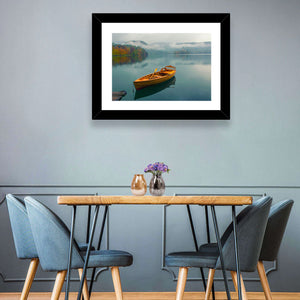 Foggy Bled Lake Boat Wall Art