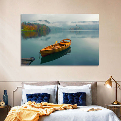 Tethered Boat on Lake Bled Wall Art