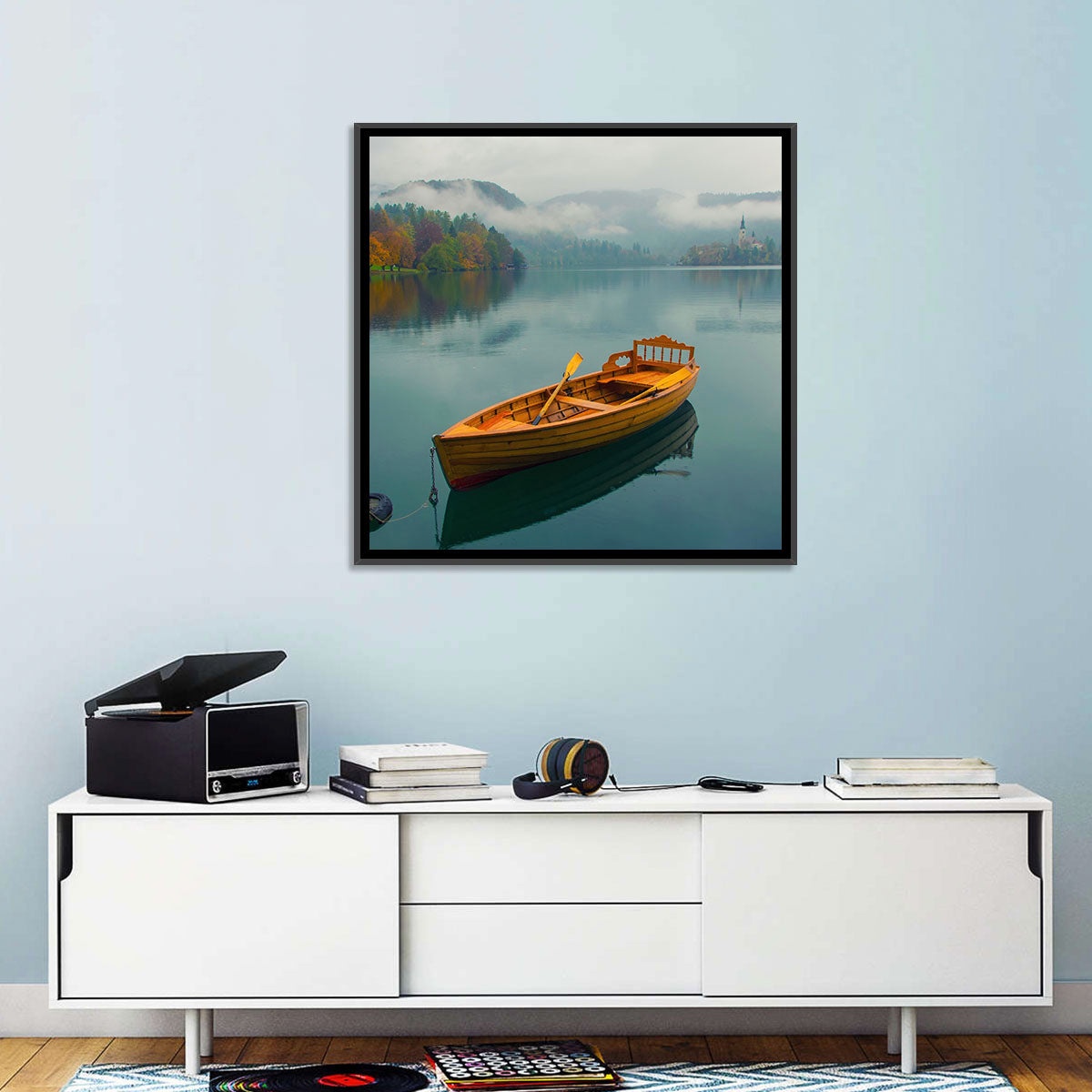 Tethered Boat on Lake Bled Wall Art