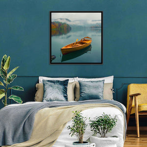 Foggy Bled Lake Boat Wall Art