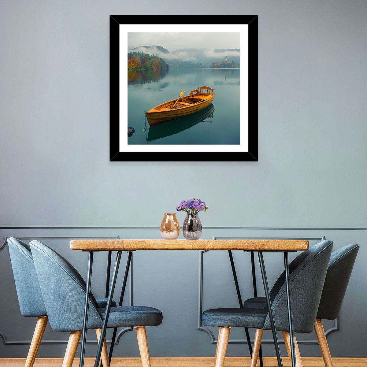 Tethered Boat on Lake Bled Wall Art
