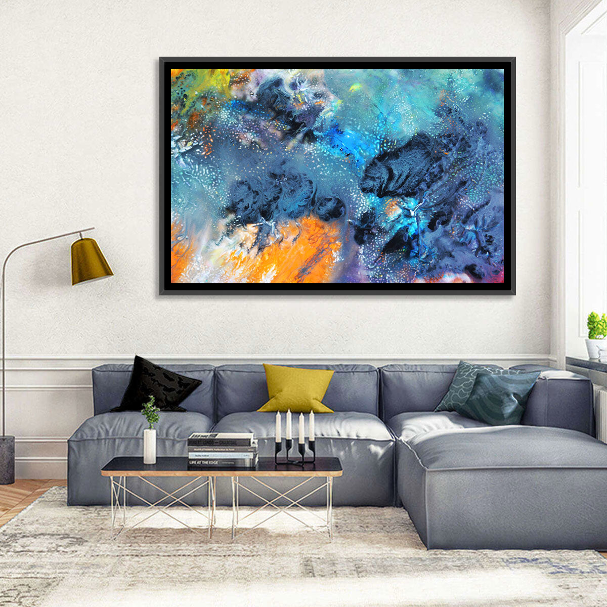 Vivid Icy Nebula Abstract Wall Art