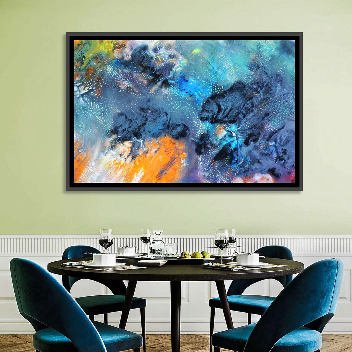 Vivid Icy Nebula Abstract Wall Art